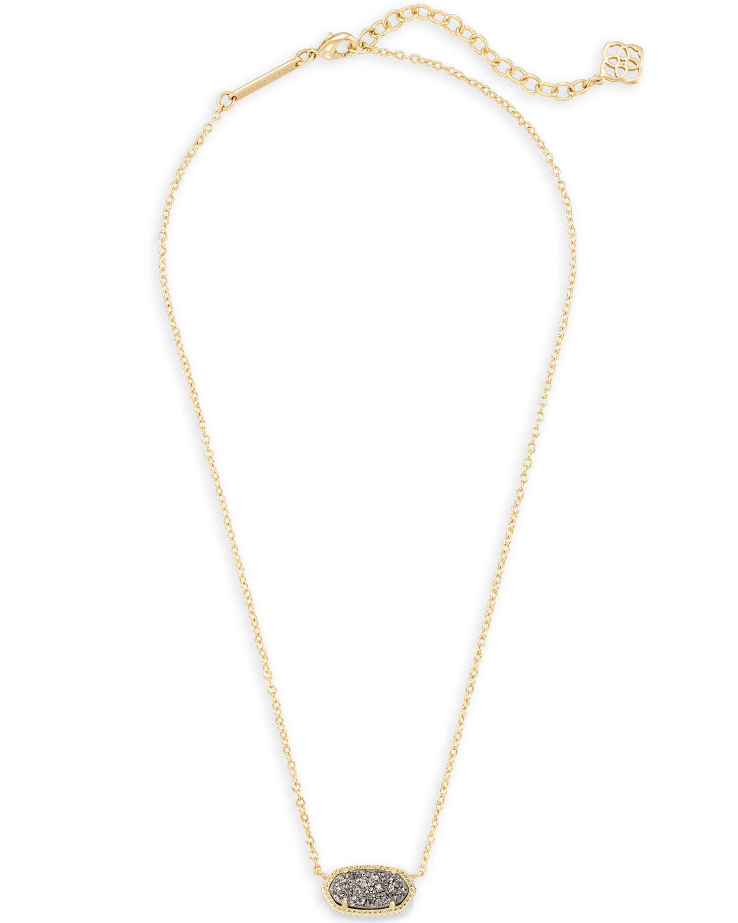 Kendra Scott Elisa Gold Short Pendant Necklace - Platinum Drusy-Necklace-Kendra Scott-APRIL2022, KS, N5067GLD-The Twisted Chandelier