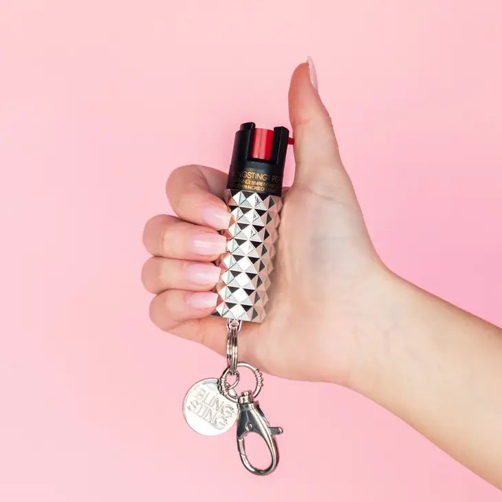 Silver Metallic Studded Pepper Spray-Personal Defense-BLINGSTING-Faire-The Twisted Chandelier