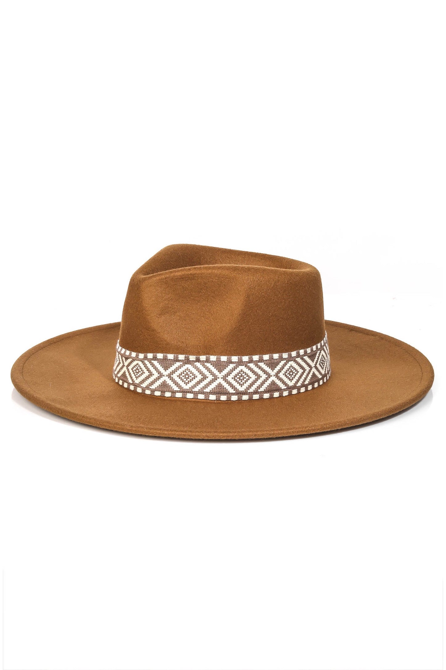 Boho Striped Hatband Fedora Hat - Brown-Hats-Fame Accessories-MMT8257-The Twisted Chandelier