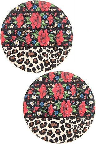 Leopard & Rose Print Drink Car Coaster-Car Coasters-Blandice-ST0155-The Twisted Chandelier