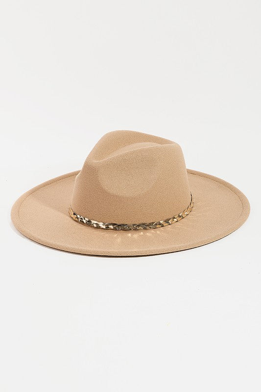 Braided Snake Chain Fedora Hat - Khaki-Hats-Fame Accessories-MMT8815-The Twisted Chandelier