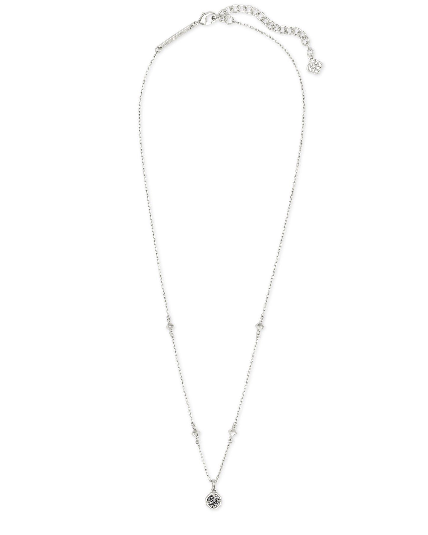 Kendra Scott Nola Pendant Necklace Rhodium Platinum Drusy-Necklaces-Kendra Scott-N1341RHD-The Twisted Chandelier