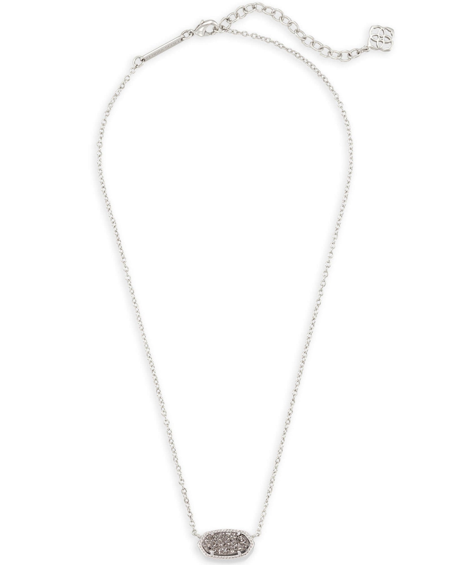 KENDRA SCOTT ELISA SILVER SHORT PENDANT NECKLACE - PLATINUM DRUSY-Necklaces-Kendra Scott-APRIL2022,KS,N5067RHD-The Twisted Chandelier