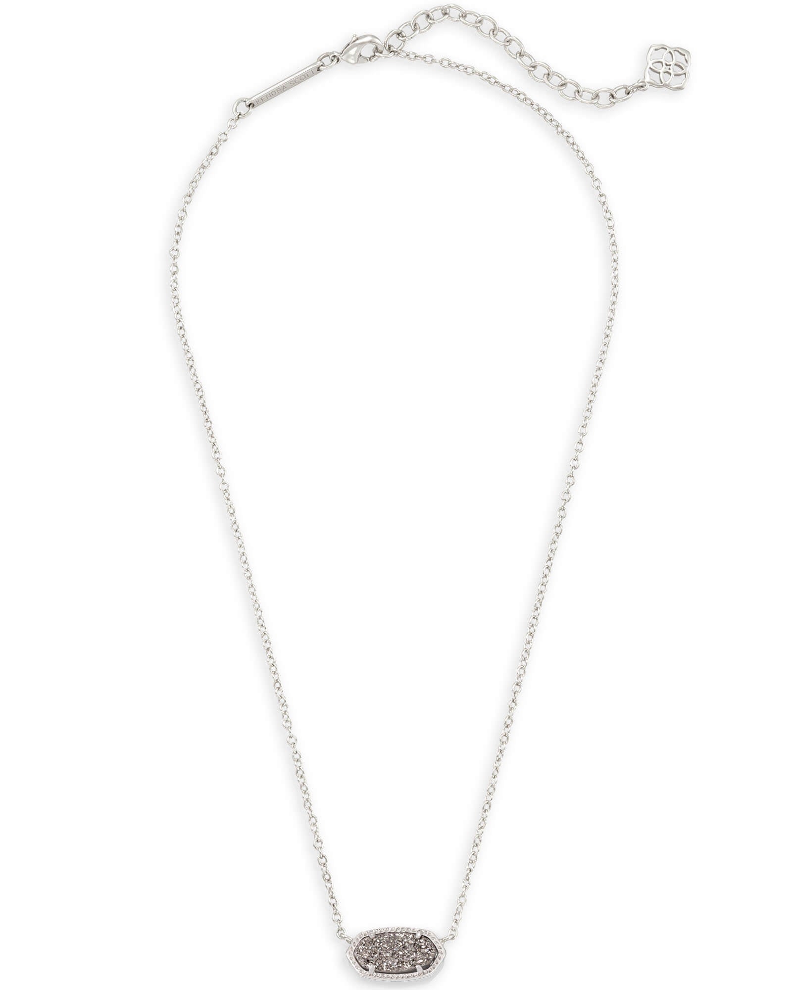 KENDRA SCOTT ELISA SILVER SHORT PENDANT NECKLACE - PLATINUM DRUSY-Necklaces-Kendra Scott-APRIL2022, KS, N5067RHD-The Twisted Chandelier