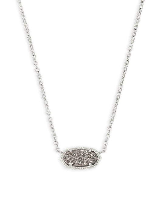 KENDRA SCOTT ELISA SILVER SHORT PENDANT NECKLACE - PLATINUM DRUSY-Necklaces-Kendra Scott-APRIL2022, KS, N5067RHD-The Twisted Chandelier