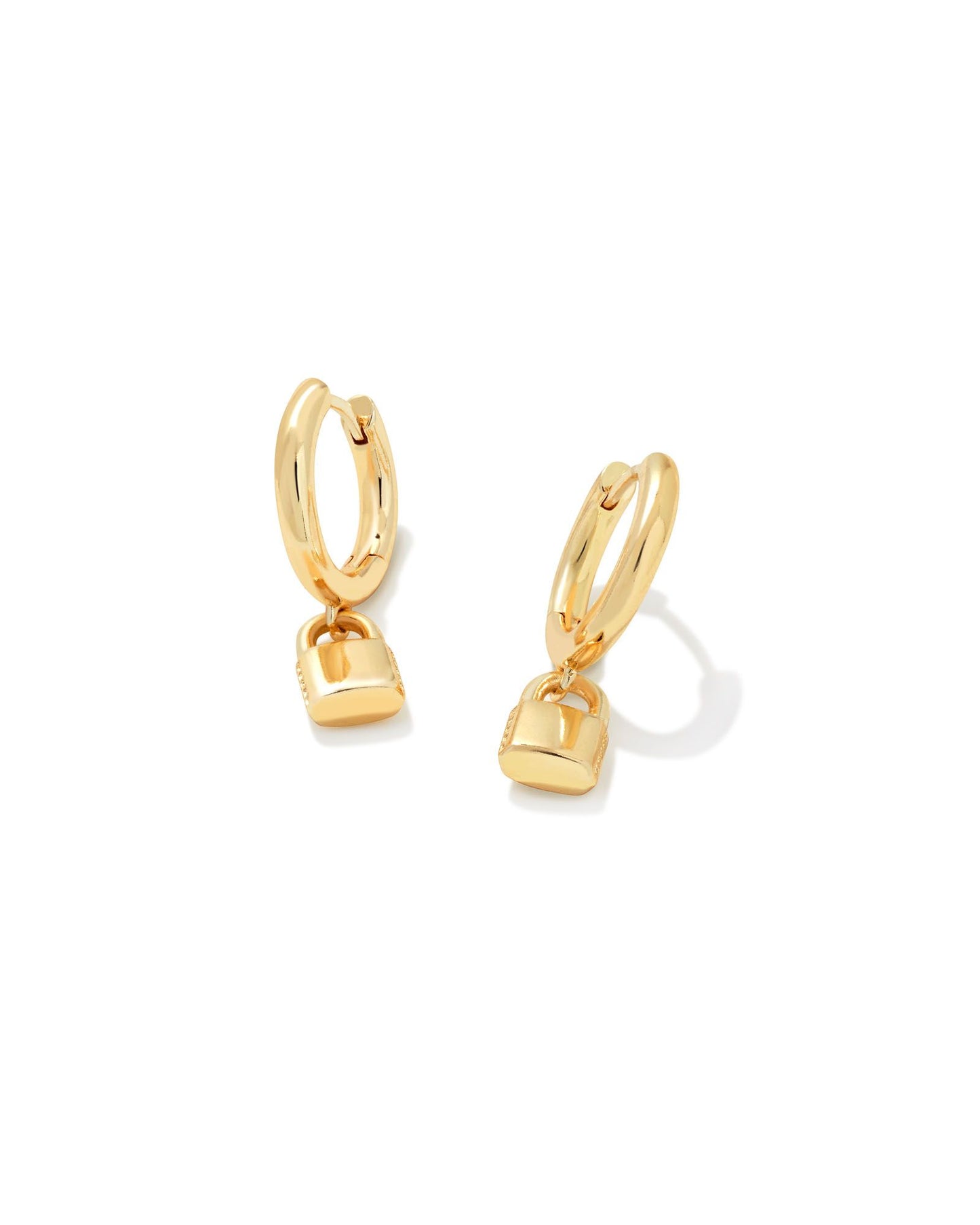 Kendra Scott Jess Lock Huggie Earrings Gold Metal-Earrings-Kendra Scott-E1992GLD-The Twisted Chandelier
