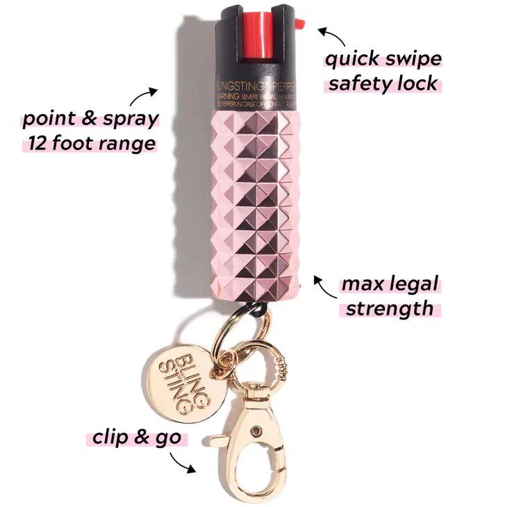 Blush Pink Metallic Studded Pepper Spray-Personal Defense-BLINGSTING-Faire-The Twisted Chandelier