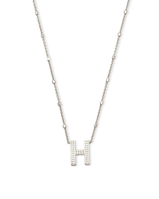 Kendra Scott Letter H Pendant Necklace Rhodium Metal-Necklaces-Kendra Scott-N1722RHD-H-The Twisted Chandelier