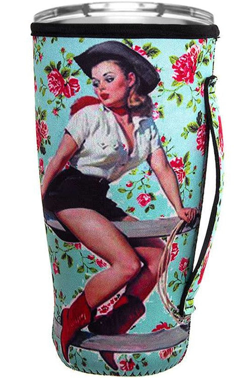Floral Retro Cowgirl 30 oz. Tumbler Drink Sleeve-Drink Sleeves-Blandice-SD2034-The Twisted Chandelier