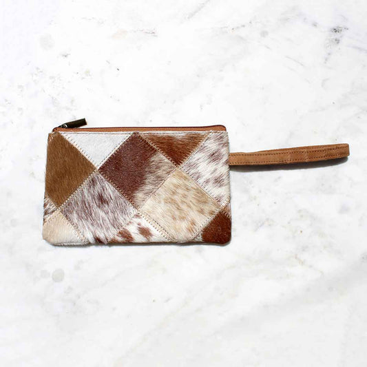 Astrid Hide Wristlet in White/Brown-Bag-The Royal Standard--The Twisted Chandelier