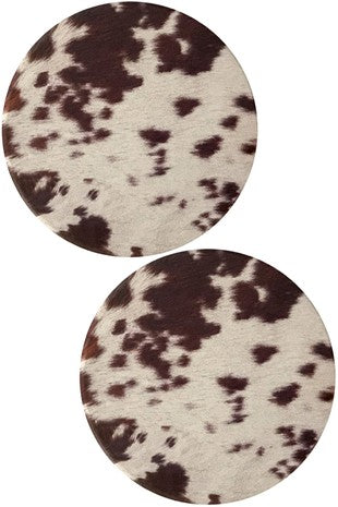 Brown Cowprint Drink Car Coaster-Car Coasters-Blandice-ST0124-The Twisted Chandelier