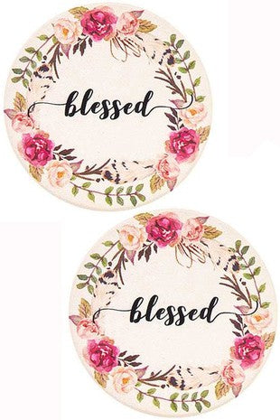 Floral Blessed Drink Car Coaster-Car Coasters-Blandice-ST0016-The Twisted Chandelier