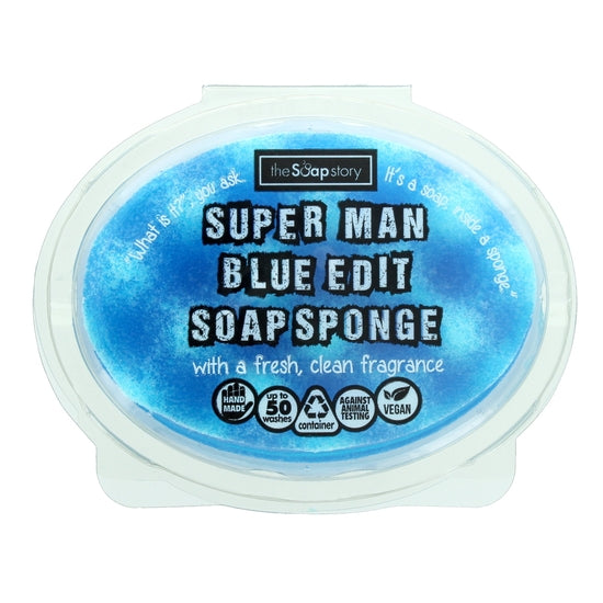Super Man Blue Edit Soap Sponge-Bath & Beauty-The Soap Story-Faire, JAN2022-The Twisted Chandelier