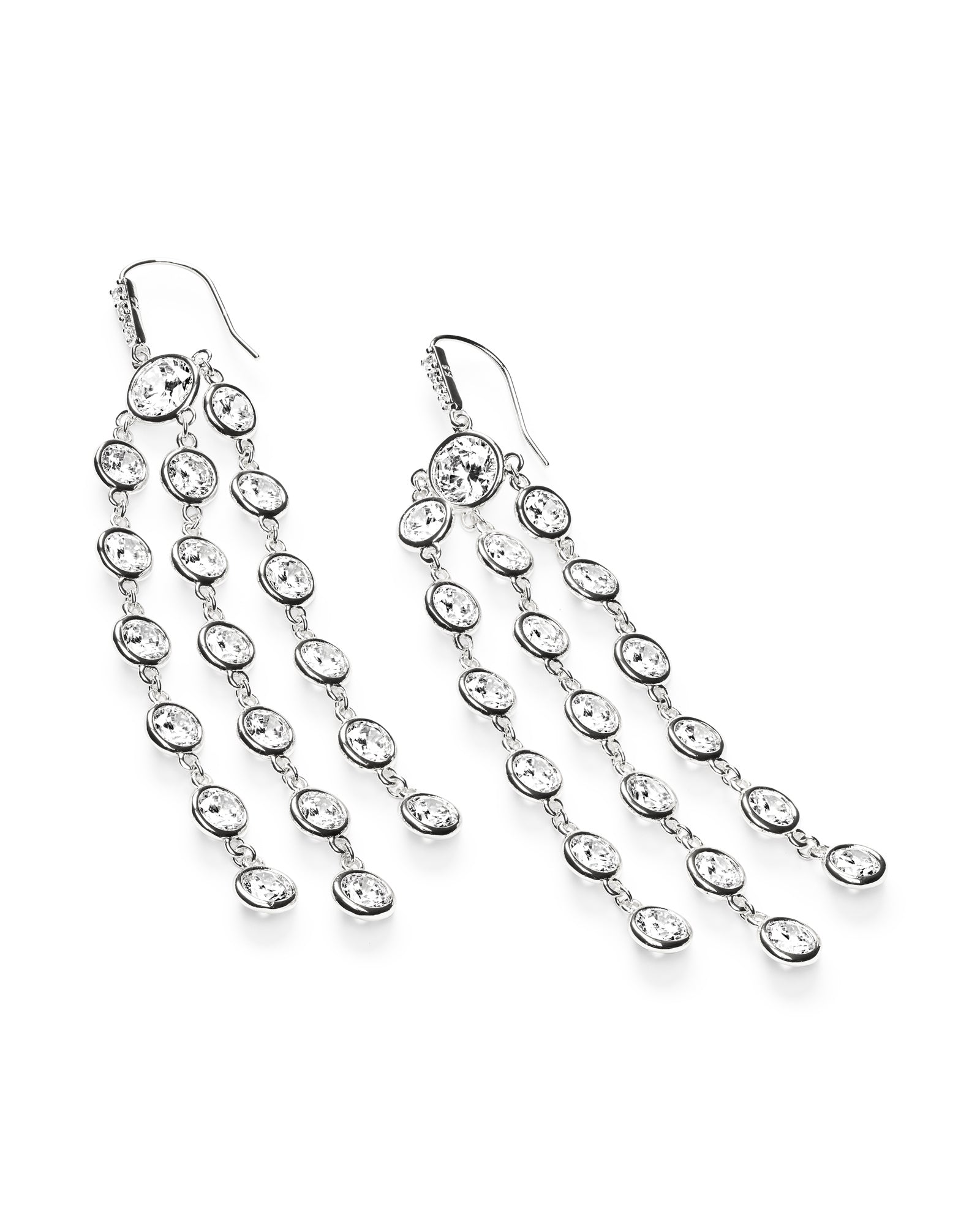 Kendra Scott Daya Earrings Rhodium Metal White CZ-Earrings-Kendra Scott-E1353RHD-The Twisted Chandelier