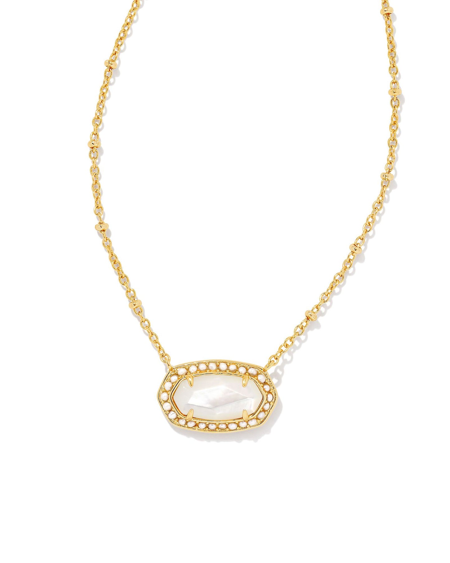 Kendra Scott Pearl Beaded Elisa Pendant Necklace in Ivory Mother-of-Pearl-Necklaces-Kendra Scott-N1854GLD-The Twisted Chandelier