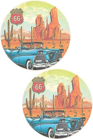 Route 66 Landscape Drink Car Coaster-Car Coasters-Blandice-ST0151-The Twisted Chandelier