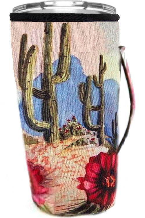 Cactus Flower Landscape 30 oz. Tumbler Drink Sleeve-Drink Sleeves-Blandice-SD2012-The Twisted Chandelier