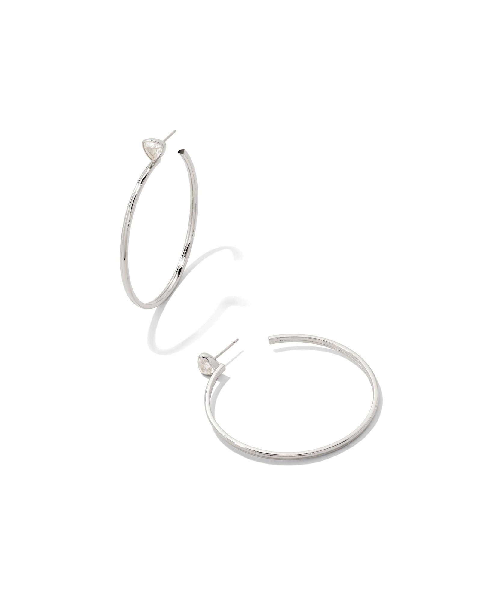 Kendra Scott Arden Hoop Earrings Rhodium White Crystal-Earrings-Kendra Scott-E1957RHD-The Twisted Chandelier