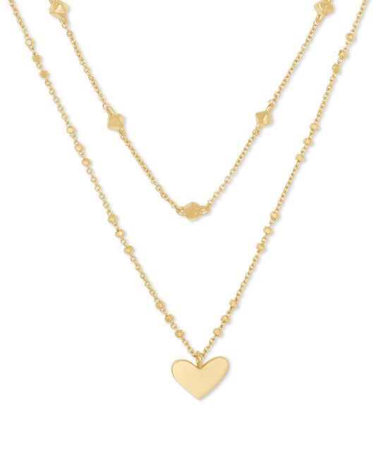 Kendra Scott Ari Heart Multi Strand Necklace - Gold-Necklace-Kendra Scott-APRIL2022, KS, N1628GLD-The Twisted Chandelier