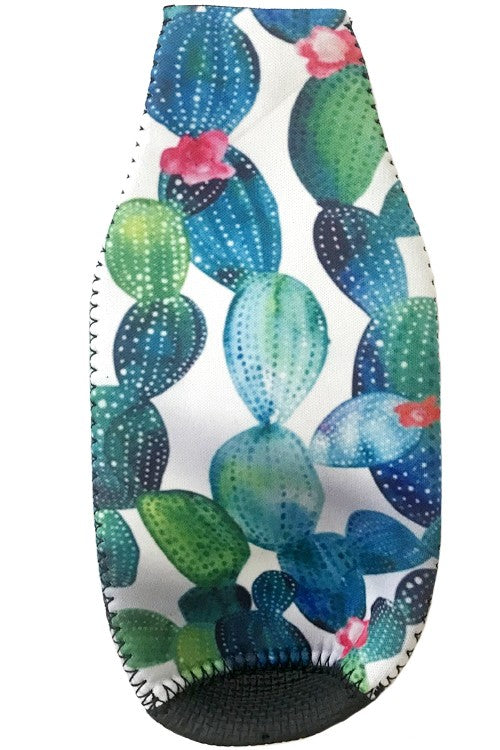 Cactus Print & Gemstone Zipper Charm Bottle Drink Sleeve-Drink Sleeves-Blandice-SD4015-The Twisted Chandelier