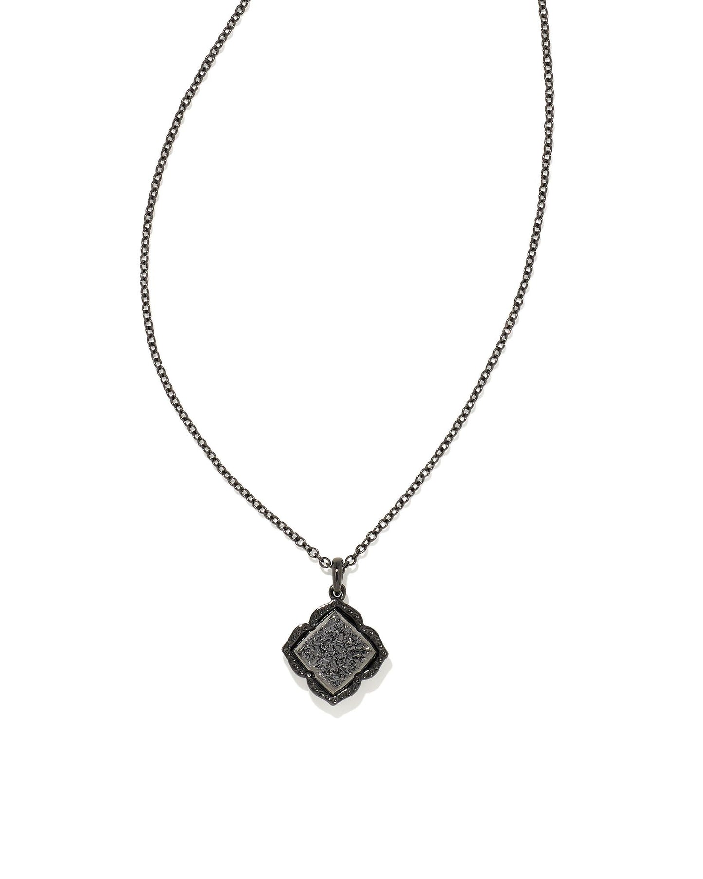 Kendra Scott Mallory Pendant Necklace Gunmetal Black Drusy-Necklaces-Kendra Scott-N1635GUN-The Twisted Chandelier