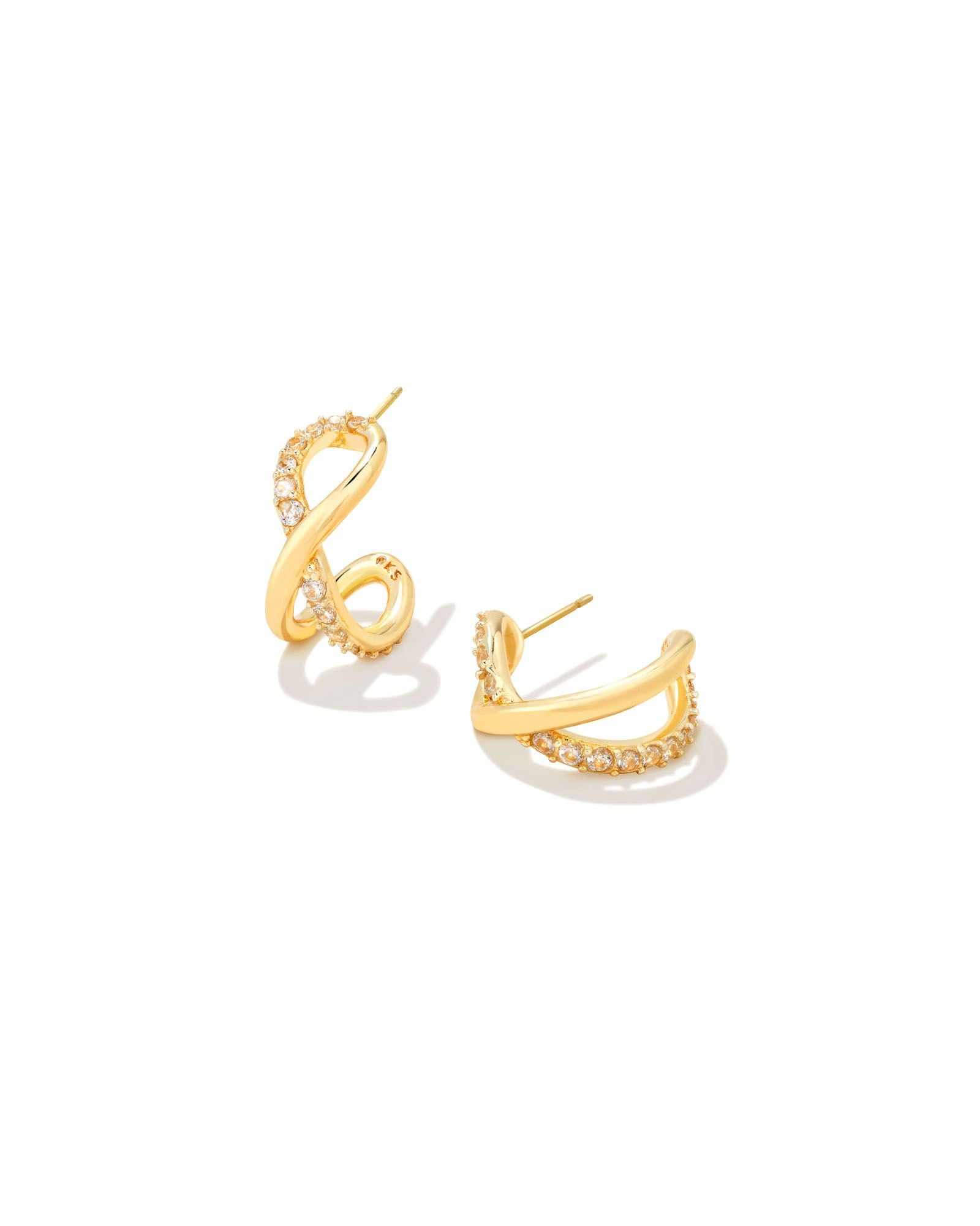 Kendra Scott Annie Huggie Earrings Gold White Crystal-Earrings-Kendra Scott-E1985GLD-The Twisted Chandelier
