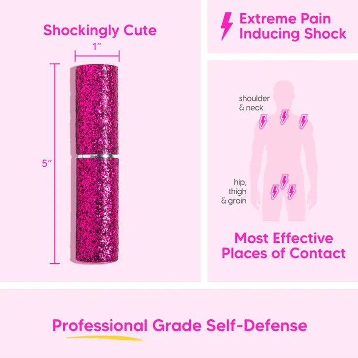 Pink Glitter Mini Stun Gun-Personal Defense-BLINGSTING-Faire-The Twisted Chandelier