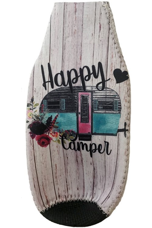 Happy Camper Print & Zipper Charm Bottle Drink Sleeve-Drink Sleeves-Blandice-SD4008-The Twisted Chandelier
