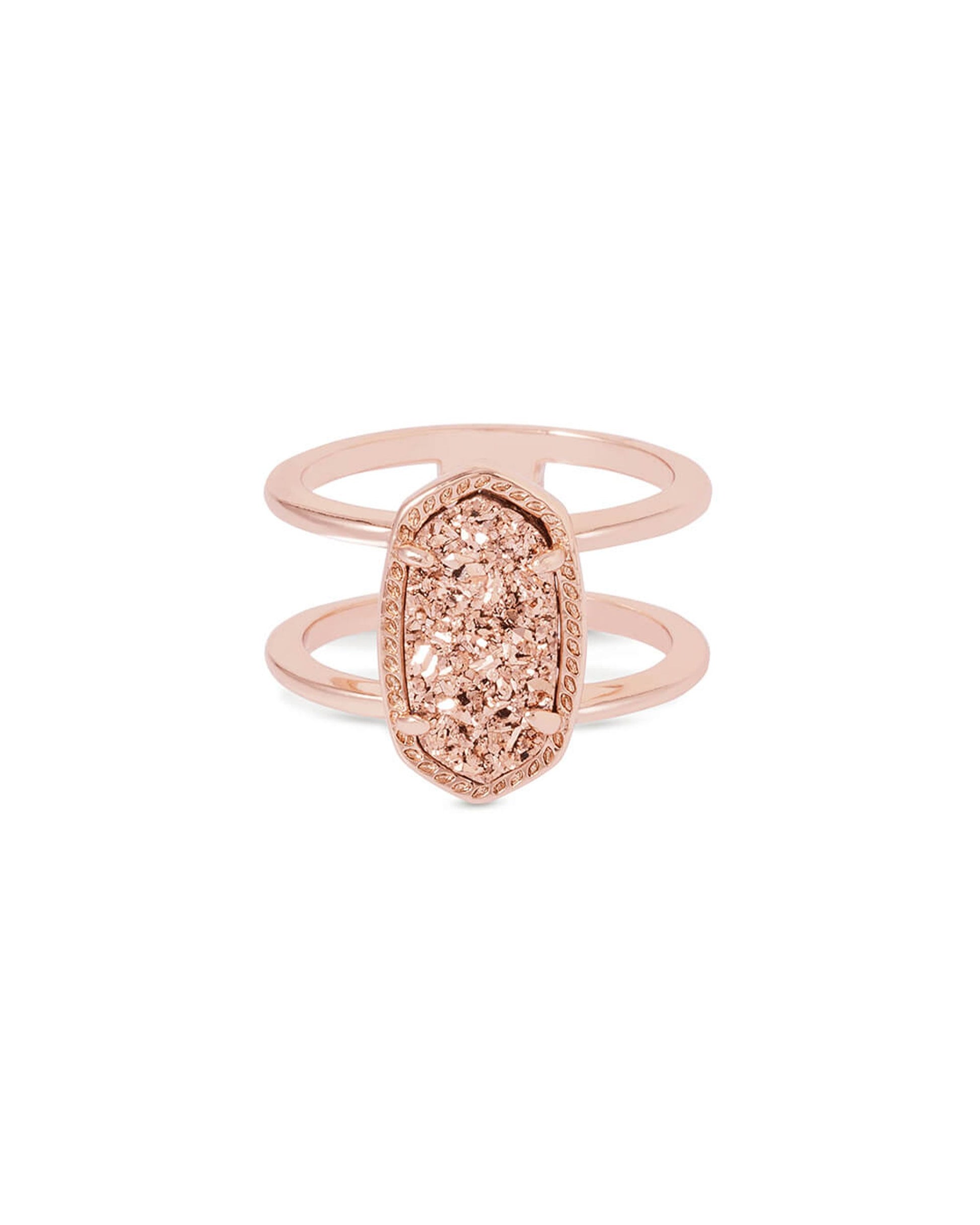Kendra Scott Elyse Double Band Rose Gold Ring - Rose Gold Drusy-Rings-Kendra Scott-APRIL2022, KS, R1052RSG-The Twisted Chandelier