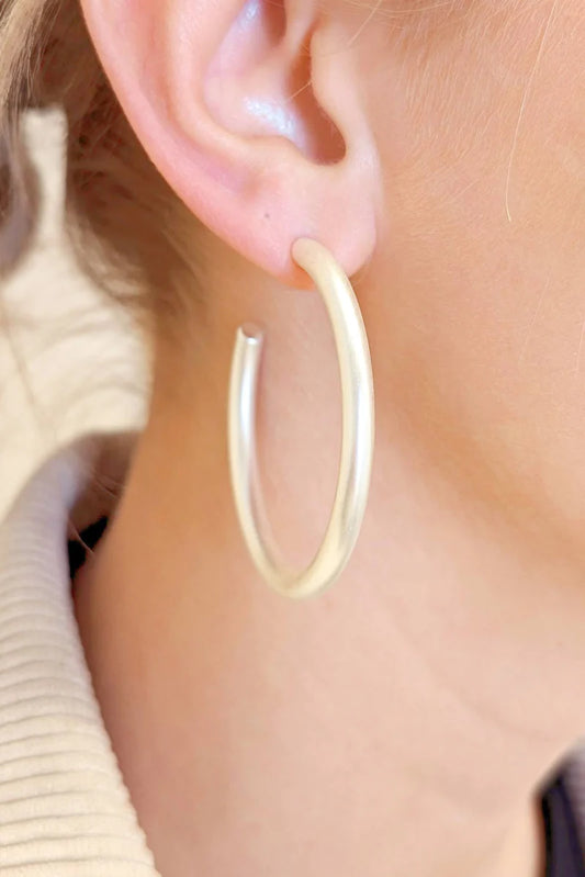 Sheridan Hoop Earrings- Satin Silver-Earrings-MY GIRL IN LA--The Twisted Chandelier