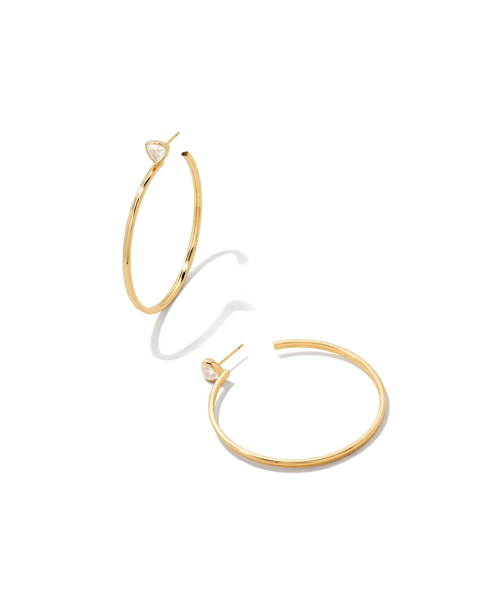 Kendra Scott Arden Hoop Earrings Gold White Crystal-Earrings-Kendra Scott-E1957GLD-The Twisted Chandelier