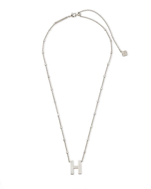Kendra Scott Letter H Pendant Necklace Rhodium Metal-Necklaces-Kendra Scott-N1722RHD-H-The Twisted Chandelier