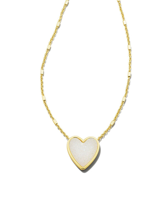 Kendra Scott Heart Pendant Necklace Gold Iridescent Drusy-Necklaces-Kendra Scott-N1897GLD-The Twisted Chandelier