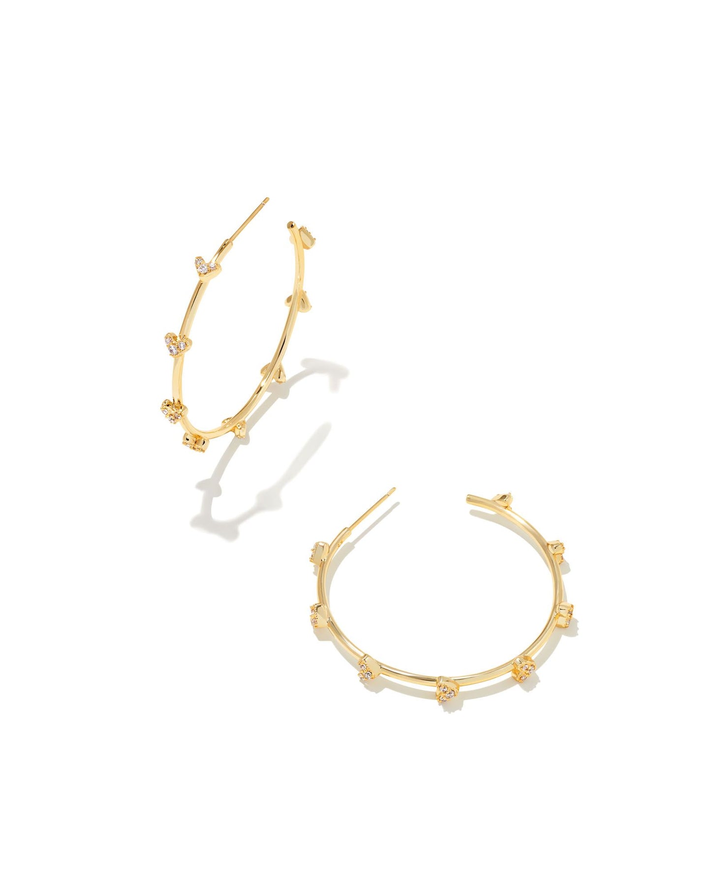 Kendra Scott Haven Heart Hoop Earrings Gold White Crystal-Earrings-Kendra Scott-E1999GLD-The Twisted Chandelier