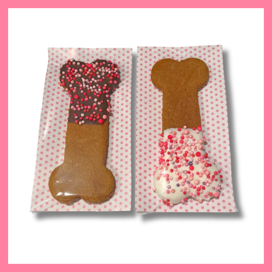 Large Half Dipped Sprinkle Bone - Valentine's Colors-dog treat-Pup Pawtisserie--The Twisted Chandelier