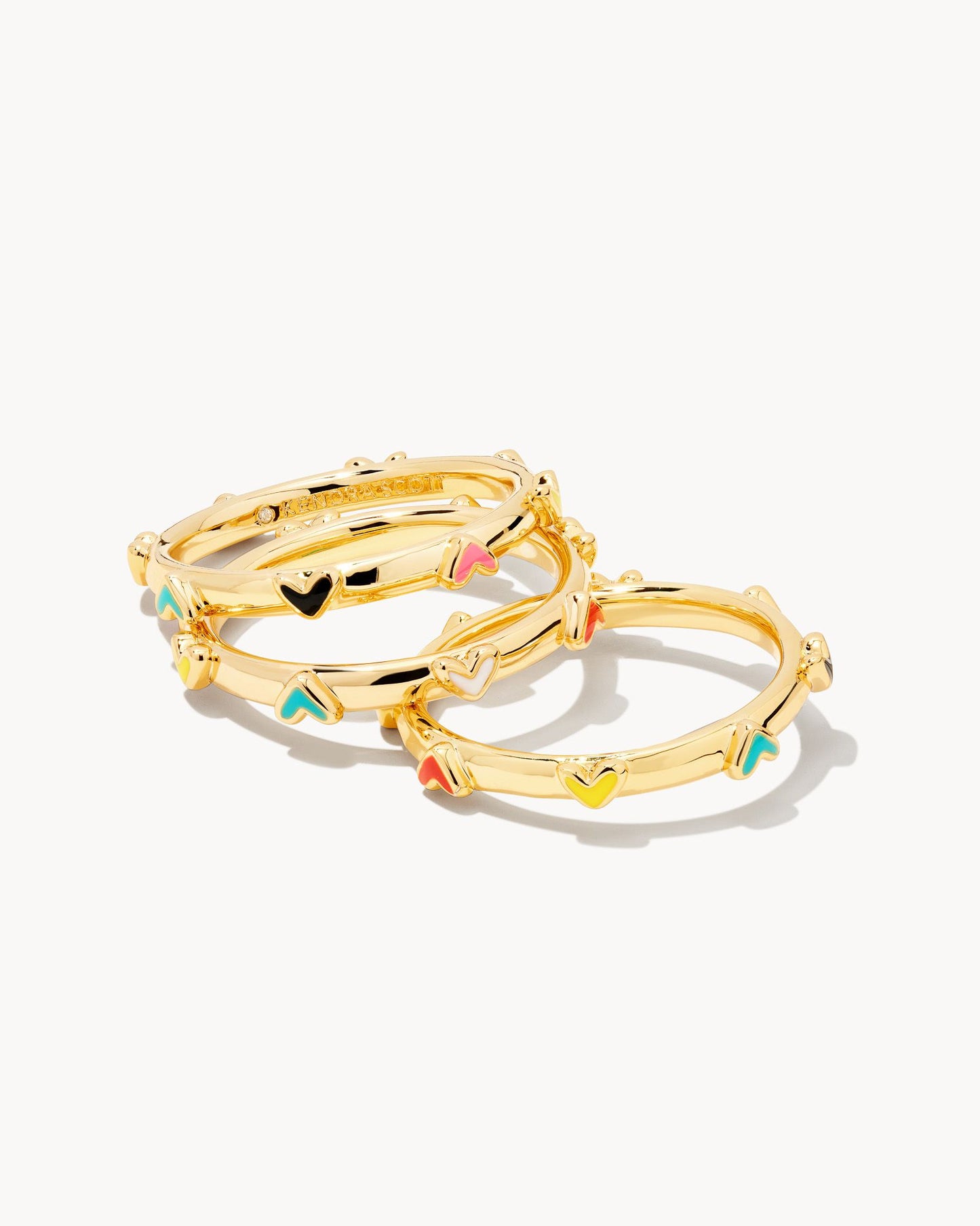 Kendra Scott Haven Heart Ring Set of 3 Gold Multi Mix 7-Rings-Kendra Scott-R1206GLD-The Twisted Chandelier