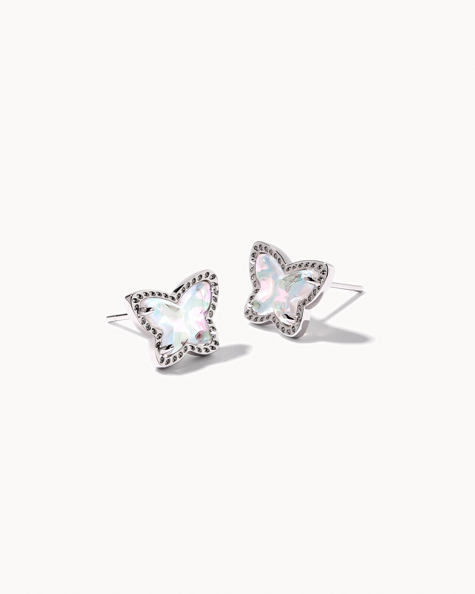 Kendra Scott Lillia Butterfly Stud Earrings Rhodium Dichroic Glass-Earrings-Kendra Scott-E1708RHD-The Twisted Chandelier