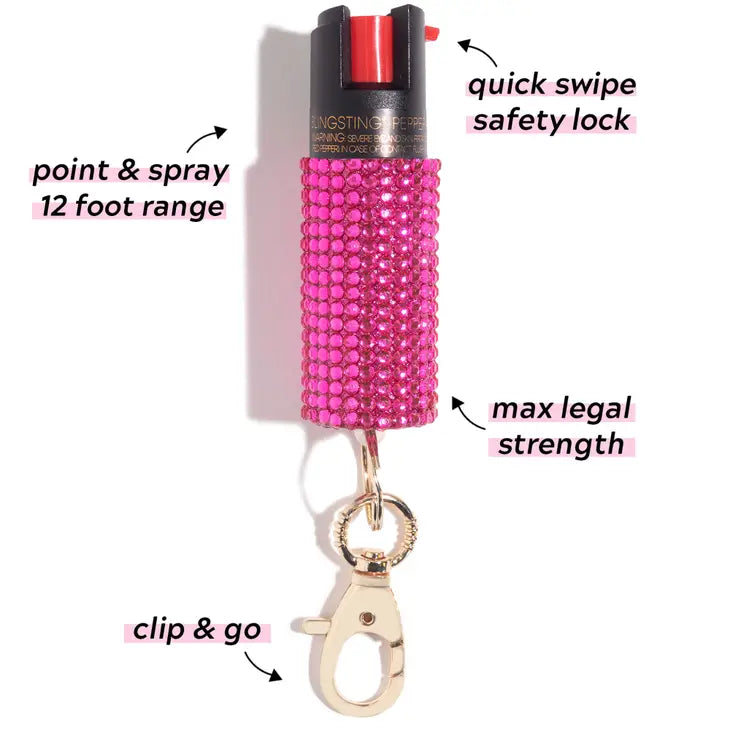 Pink Rhinestone Pepper Spray-Personal Defense-BLINGSTING-Faire-The Twisted Chandelier
