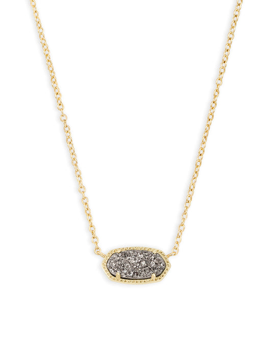 Kendra Scott Elisa Gold Short Pendant Necklace - Platinum Drusy-Necklace-Kendra Scott-APRIL2022, KS, N5067GLD-The Twisted Chandelier