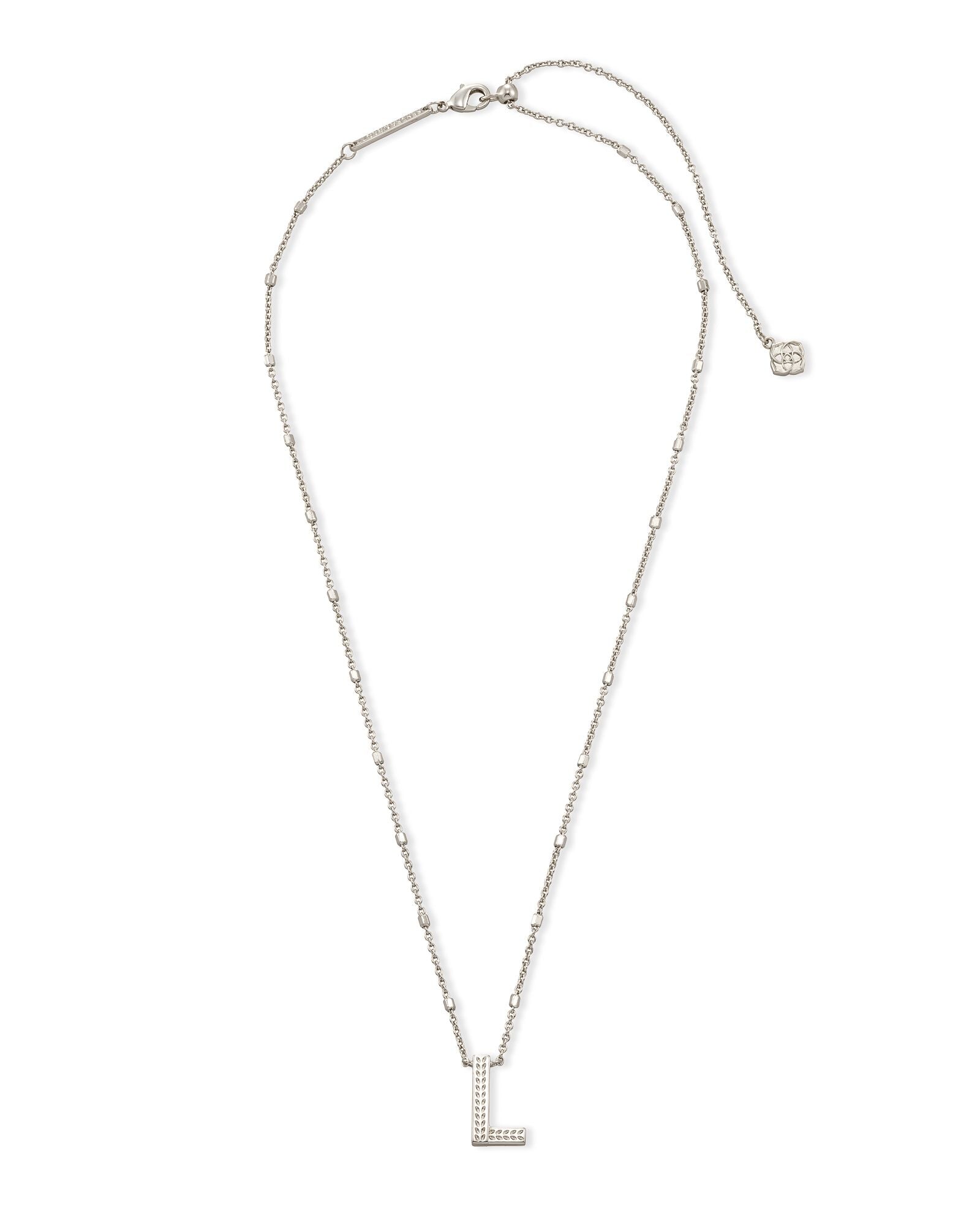 Kendra Scott Letter L Pendant Necklace Rhodium Metal-Necklaces-Kendra Scott-N1722RHD-L-The Twisted Chandelier