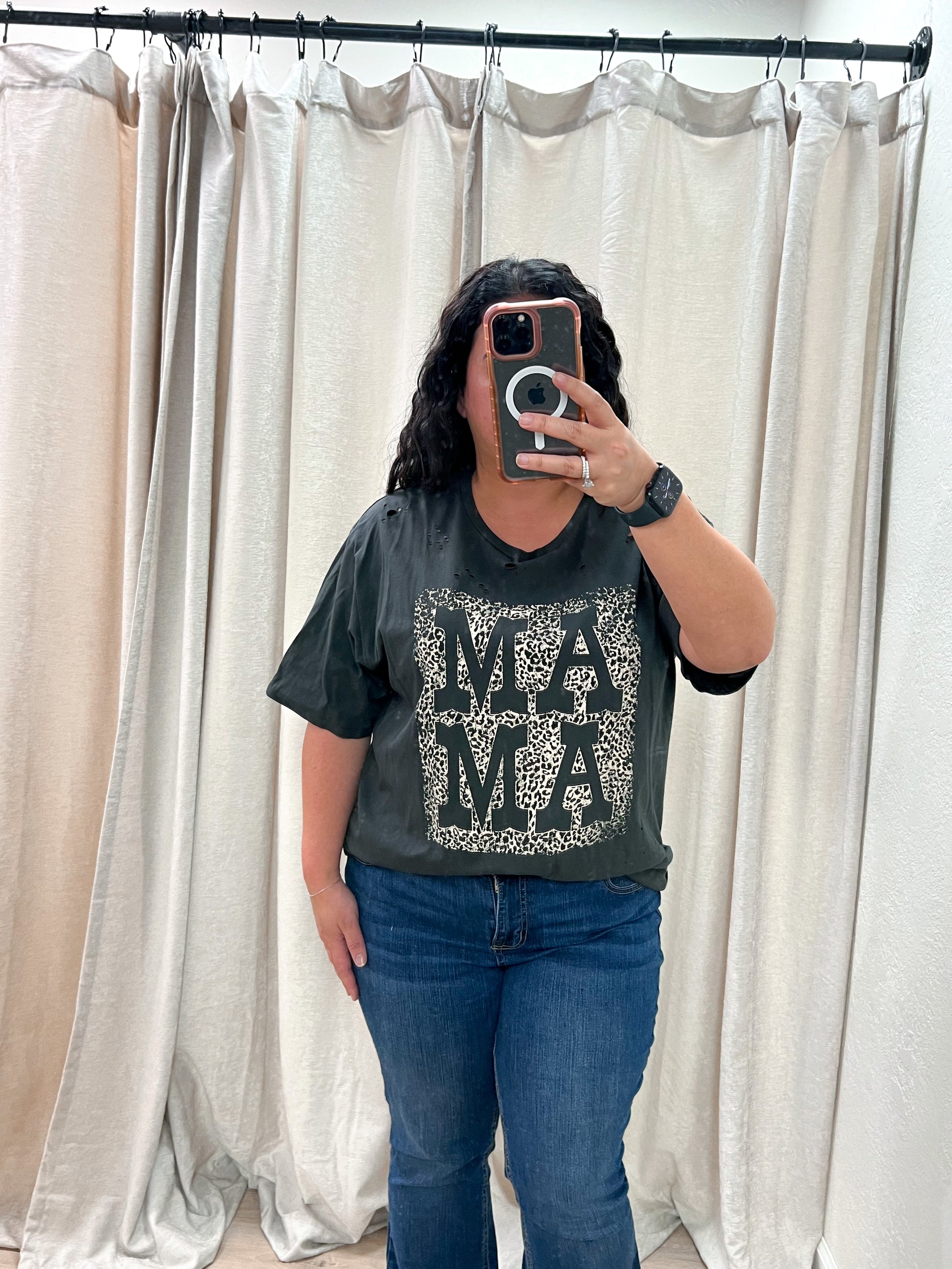 Mama Distressed Rocker Tee - Plus-Rocker Tee-Zutter-F525-1981, FAVES, Max Retail, SH13535-The Twisted Chandelier