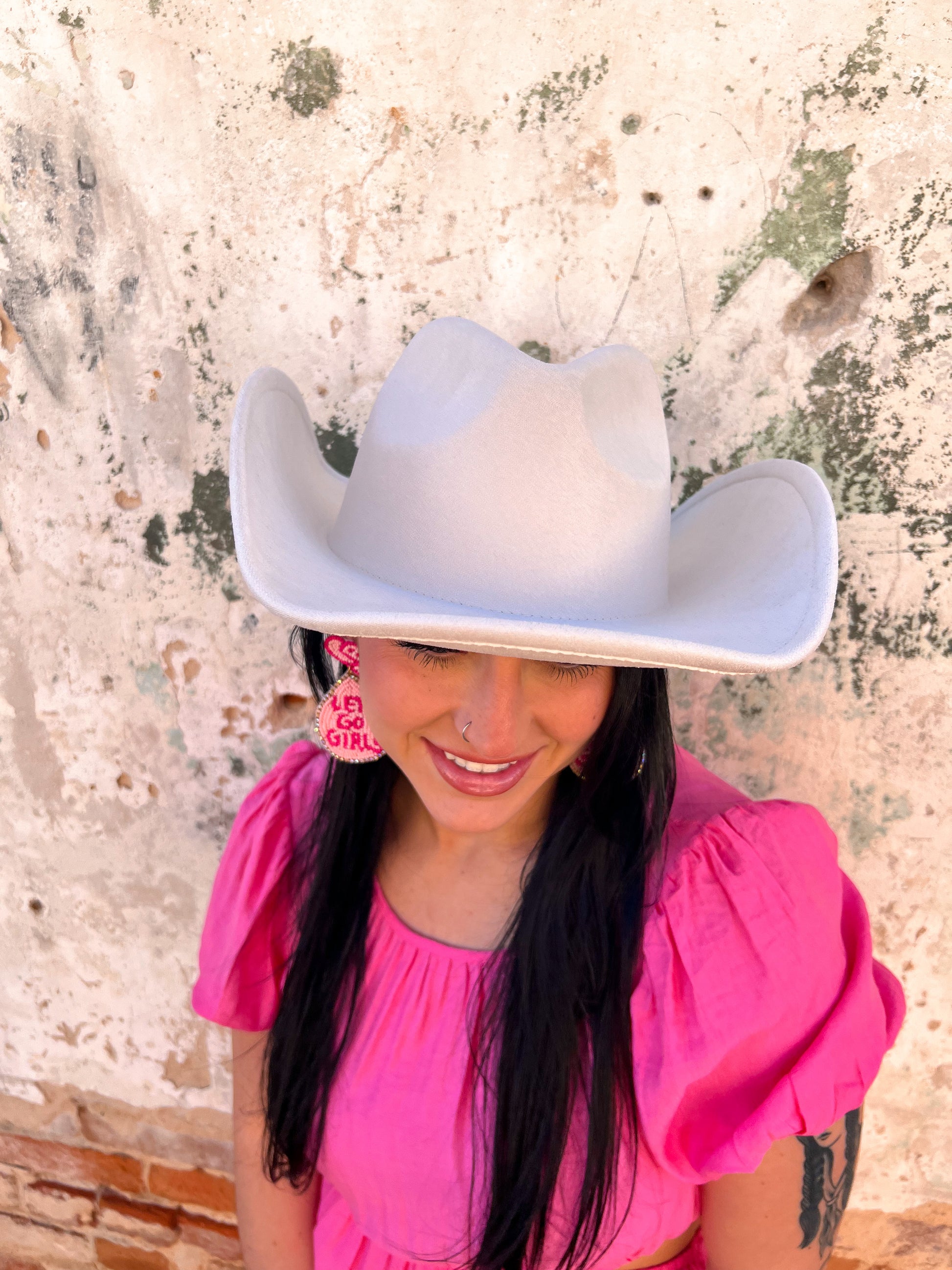 Silver Rhinestone Star Cowboy Hat - Ivory-Cowboy Hat-Fame Accessories-MMT8929-The Twisted Chandelier