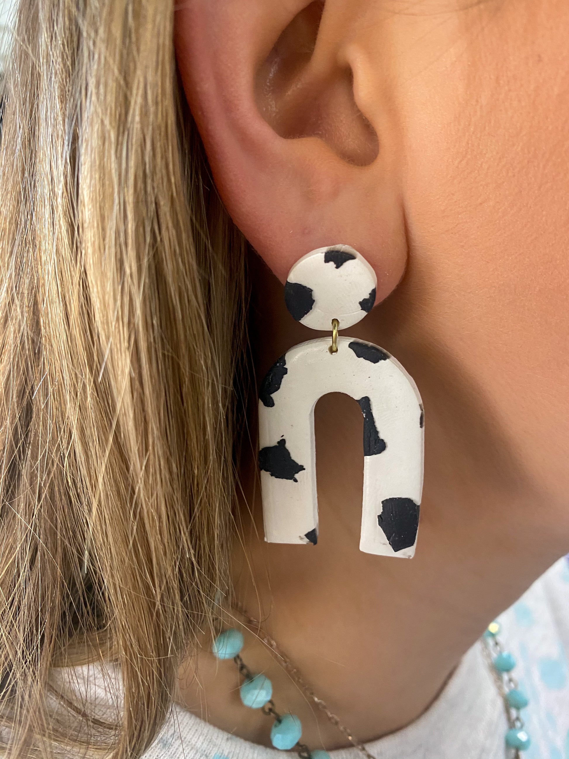 Boho Cow Print Cowgirl Polymer Clay Earring – The Twisted Chandelier