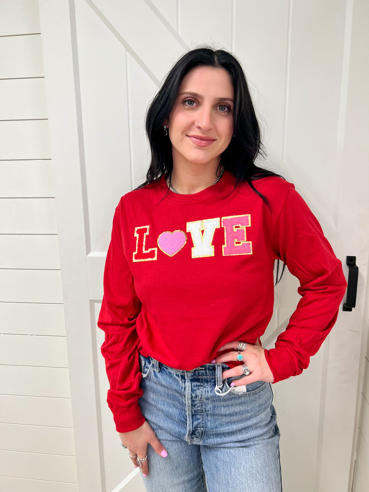 Big Heart Love Chenille Long Sleeve T-Shirt-Shirts & Tops-Tees2urdoor-BHLSWS-The Twisted Chandelier