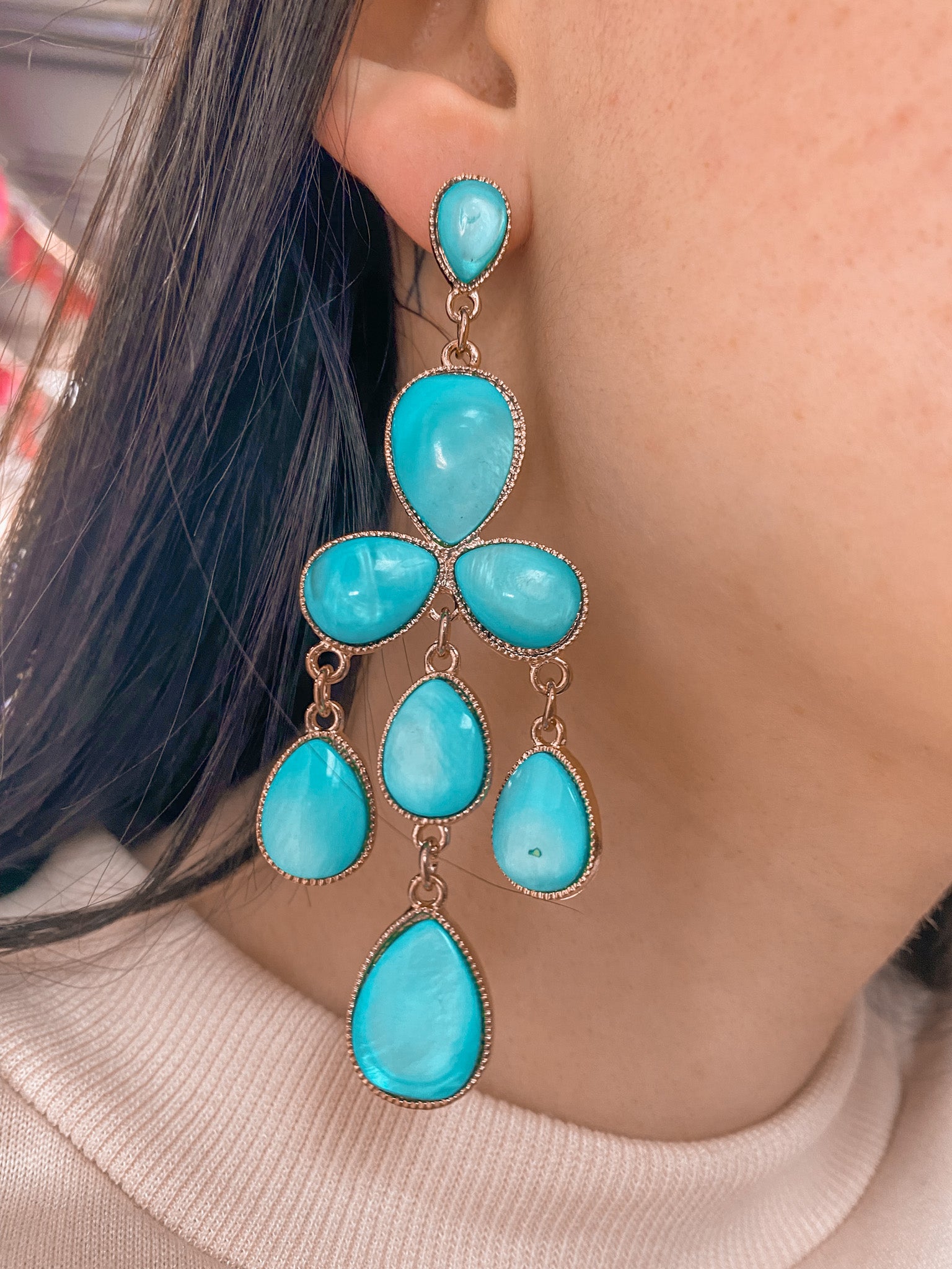 Turquoise Chandelier Drop Earrings-Earrings-Bonita-FEB2022-The Twisted Chandelier