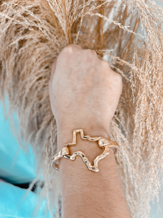 Texas Outline Metal Bracelet - Gold-Bracelets-Avenue T--The Twisted Chandelier