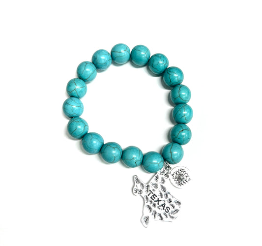 West and Co. Turquoise Beaded Bracelet with Texas Drop-Bracelets-West and Co.--The Twisted Chandelier