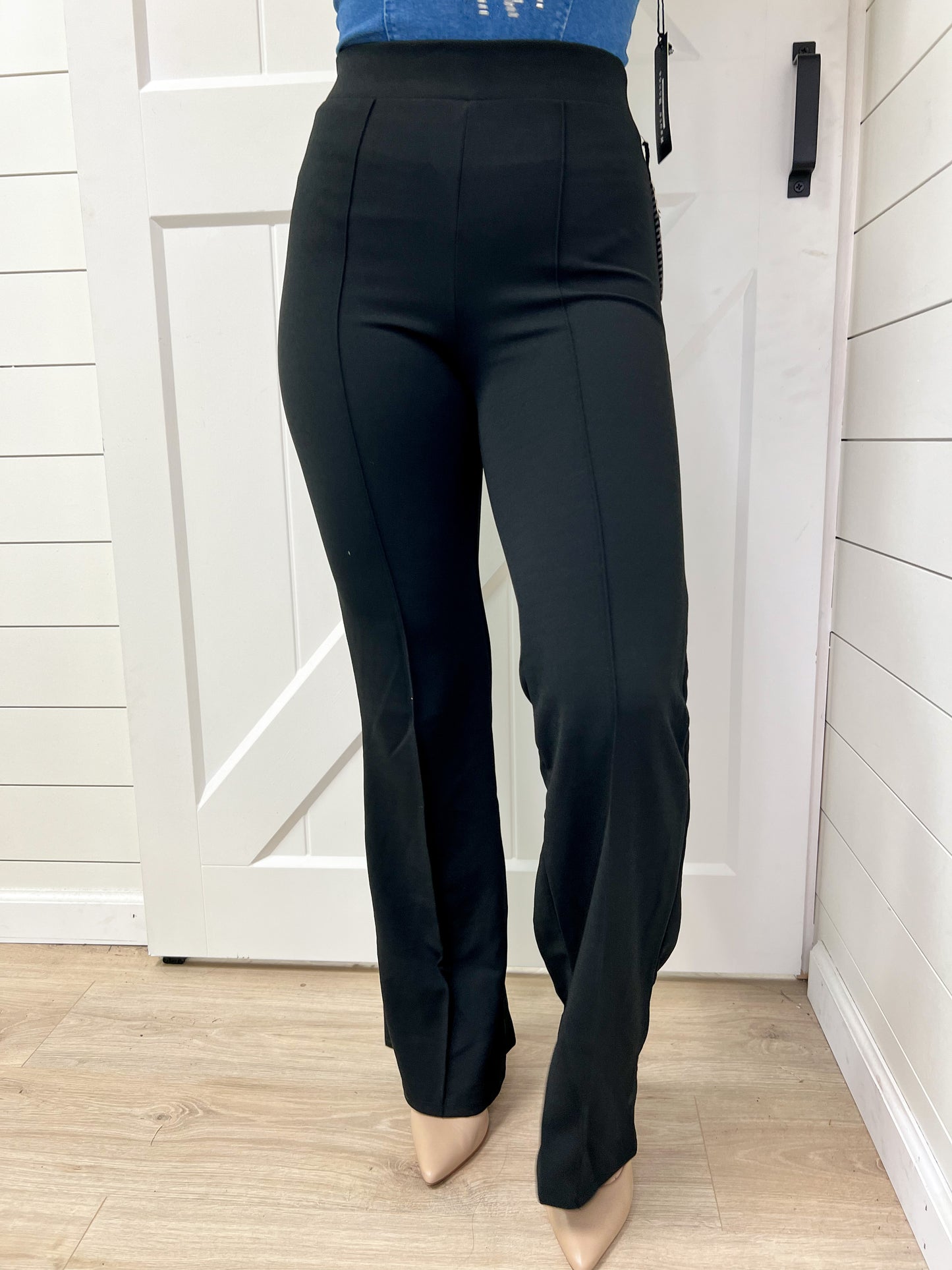 Courtney High Waist Banded Flare Pants - Black-Pants-ShopIrisBasic--The Twisted Chandelier