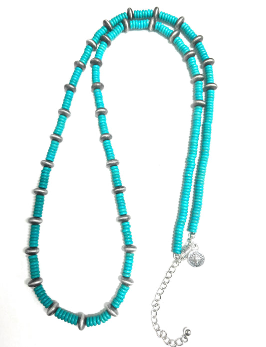 West and Co. Turquoise & Navajo Beaded Long Necklace-Necklaces-West and Co.--The Twisted Chandelier