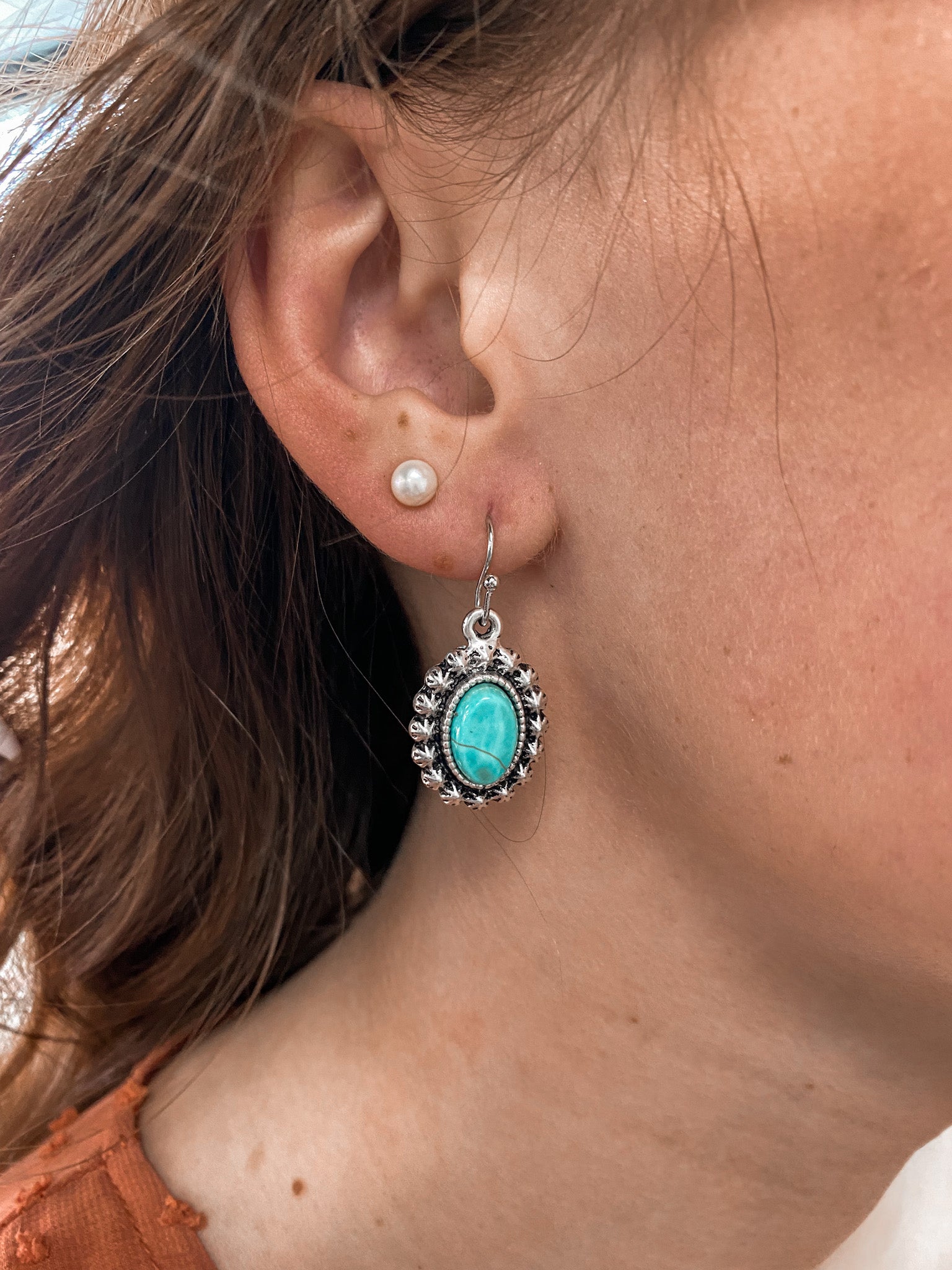 Natural Turquoise Small Oval Earrings-Earrings-Isac Trading-722836, FEB2022, Mystery Large - L31, Mystery Small - S31-The Twisted Chandelier